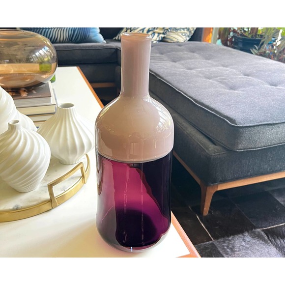 Modern Lavender and Amethyst Mouth Blown Glass Vase - Picture 8 of 8